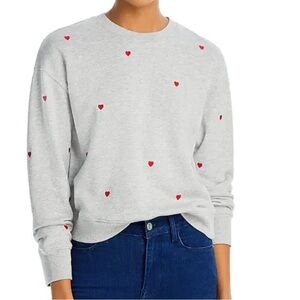 Rails embroidered heart print gray crewneck sweatshirt